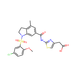 COc1ccc(Cl)cc1S(=O)(=O)N1CCc2c(C)cc(C(=O)Nc3nc(CC(=O)O)cs3)cc21 ZINC000140656485