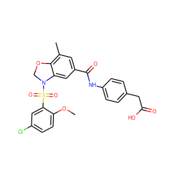 COc1ccc(Cl)cc1S(=O)(=O)N1COc2c(C)cc(C(=O)Nc3ccc(CC(=O)O)cc3)cc21 ZINC000114512976