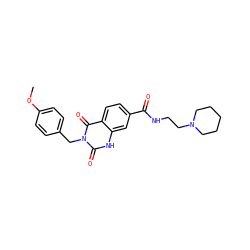 COc1ccc(Cn2c(=O)[nH]c3cc(C(=O)NCCN4CCCCC4)ccc3c2=O)cc1 ZINC000028641121