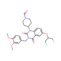 COc1ccc(Cn2c(=O)c3cc(OC(CF)CF)ccc3n(C3CCN(C=O)CC3)c2=O)cc1OC ZINC000043207153