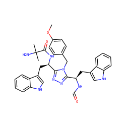 COc1ccc(Cn2c([C@@H](Cc3c[nH]c4ccccc34)NC=O)nnc2[C@@H](Cc2c[nH]c3ccccc23)NC(=O)C(C)(C)N)cc1 ZINC000096173889