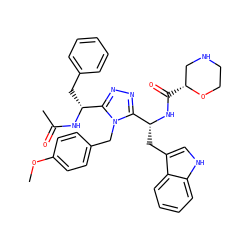 COc1ccc(Cn2c([C@@H](Cc3ccccc3)NC(C)=O)nnc2[C@@H](Cc2c[nH]c3ccccc23)NC(=O)[C@@H]2CNCCO2)cc1 ZINC000096173887