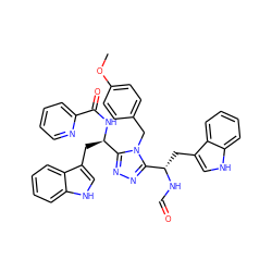 COc1ccc(Cn2c([C@H](Cc3c[nH]c4ccccc34)NC=O)nnc2[C@@H](Cc2c[nH]c3ccccc23)NC(=O)c2ccccn2)cc1 ZINC000164227330