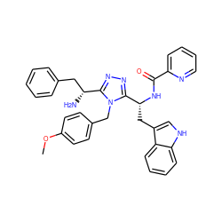 COc1ccc(Cn2c([C@H](N)Cc3ccccc3)nnc2[C@@H](Cc2c[nH]c3ccccc23)NC(=O)c2ccccn2)cc1 ZINC000653852814