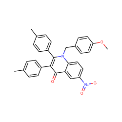 COc1ccc(Cn2c(-c3ccc(C)cc3)c(-c3ccc(C)cc3)c(=O)c3cc([N+](=O)[O-])ccc32)cc1 ZINC001772630278