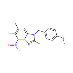 COc1ccc(Cn2c(C)nc3c([N+](=O)[O-])c(C)c(C)cc32)cc1 ZINC000004052662