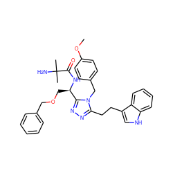 COc1ccc(Cn2c(CCc3c[nH]c4ccccc34)nnc2[C@@H](COCc2ccccc2)NC(=O)C(C)(C)N)cc1 ZINC000028978206