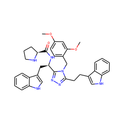 COc1ccc(Cn2c(CCc3c[nH]c4ccccc34)nnc2[C@@H](Cc2c[nH]c3ccccc23)NC(=O)[C@@H]2CCCN2)c(OC)c1 ZINC000014970459