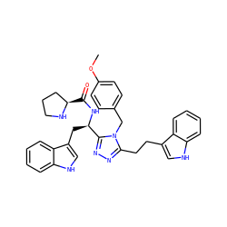 COc1ccc(Cn2c(CCc3c[nH]c4ccccc34)nnc2[C@@H](Cc2c[nH]c3ccccc23)NC(=O)[C@@H]2CCCN2)cc1 ZINC000014970437