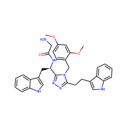 COc1ccc(Cn2c(CCc3c[nH]c4ccccc34)nnc2[C@@H](Cc2c[nH]c3ccccc23)NC(=O)CN)c(OC)c1 ZINC000014970392