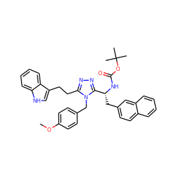 COc1ccc(Cn2c(CCc3c[nH]c4ccccc34)nnc2[C@@H](Cc2ccc3ccccc3c2)NC(=O)OC(C)(C)C)cc1 ZINC000096173890