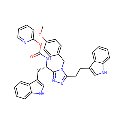 COc1ccc(Cn2c(CCc3c[nH]c4ccccc34)nnc2[C@H](Cc2c[nH]c3ccccc23)NC(=O)Oc2ccccn2)cc1 ZINC000028978302