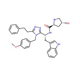 COc1ccc(Cn2c(CCc3ccccc3)nnc2[C@@H](Cc2c[nH]c3ccccc23)NC(=O)[C@@H]2C[C@@H](O)CN2)cc1 ZINC000014970480