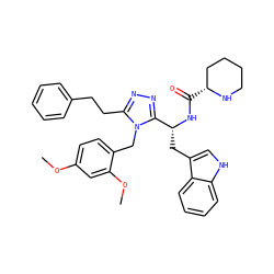 COc1ccc(Cn2c(CCc3ccccc3)nnc2[C@@H](Cc2c[nH]c3ccccc23)NC(=O)[C@@H]2CCCCN2)c(OC)c1 ZINC000028870625