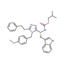 COc1ccc(Cn2c(CCc3ccccc3)nnc2[C@@H](Cc2c[nH]c3ccccc23)NC(=O)OCC(C)C)cc1 ZINC000096173891