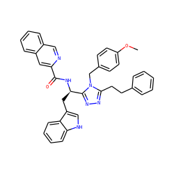 COc1ccc(Cn2c(CCc3ccccc3)nnc2[C@@H](Cc2c[nH]c3ccccc23)NC(=O)c2cc3ccccc3cn2)cc1 ZINC000473122953