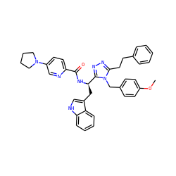 COc1ccc(Cn2c(CCc3ccccc3)nnc2[C@@H](Cc2c[nH]c3ccccc23)NC(=O)c2ccc(N3CCCC3)cn2)cc1 ZINC000473123029