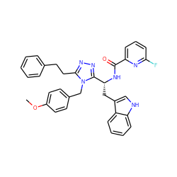 COc1ccc(Cn2c(CCc3ccccc3)nnc2[C@@H](Cc2c[nH]c3ccccc23)NC(=O)c2cccc(F)n2)cc1 ZINC000473167270