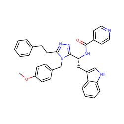 COc1ccc(Cn2c(CCc3ccccc3)nnc2[C@@H](Cc2c[nH]c3ccccc23)NC(=O)c2ccncc2)cc1 ZINC000060095138