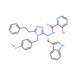 COc1ccc(Cn2c(CCc3ccccc3)nnc2[C@@H](Cc2c[nH]c3ccccc23)NC(=O)c2ncccc2O)cc1 ZINC000473124537