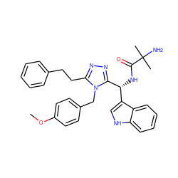 COc1ccc(Cn2c(CCc3ccccc3)nnc2[C@H](NC(=O)C(C)(C)N)c2c[nH]c3ccccc23)cc1 ZINC000028973031