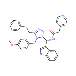 COc1ccc(Cn2c(CCc3ccccc3)nnc2[C@H](NC(=O)Cc2ccncc2)c2c[nH]c3ccccc23)cc1 ZINC000028973178