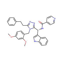 COc1ccc(Cn2c(CCc3ccccc3)nnc2[C@H](NC(=O)c2ccncc2)c2c[nH]c3ccccc23)c(OC)c1 ZINC000028973086