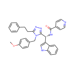 COc1ccc(Cn2c(CCc3ccccc3)nnc2[C@H](NC(=O)c2ccncc2)c2c[nH]c3ccccc23)cc1 ZINC000028973094