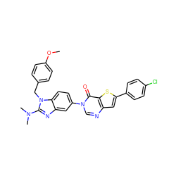 COc1ccc(Cn2c(N(C)C)nc3cc(-n4cnc5cc(-c6ccc(Cl)cc6)sc5c4=O)ccc32)cc1 ZINC000043532336
