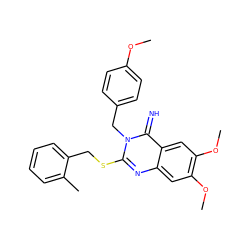 COc1ccc(Cn2c(SCc3ccccc3C)nc3cc(OC)c(OC)cc3c2=N)cc1 ZINC000100330758