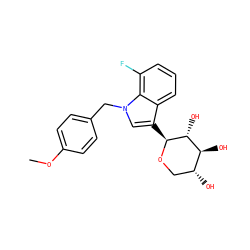 COc1ccc(Cn2cc([C@@H]3OC[C@@H](O)[C@H](O)[C@H]3O)c3cccc(F)c32)cc1 ZINC000084670661