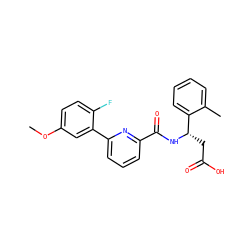 COc1ccc(F)c(-c2cccc(C(=O)N[C@@H](CC(=O)O)c3ccccc3C)n2)c1 ZINC000203323203