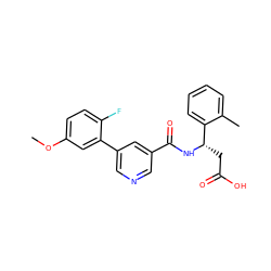 COc1ccc(F)c(-c2cncc(C(=O)N[C@@H](CC(=O)O)c3ccccc3C)c2)c1 ZINC000261187900