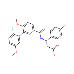 COc1ccc(F)c(-c2nc(C(=O)N[C@@H](CC(=O)O)c3ccc(C)cc3)ccc2OC)c1 ZINC000261079578