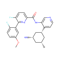 COc1ccc(F)c(-c2nc(C(=O)Nc3cnccc3[C@@H]3C[C@H](C)C[C@H](N)C3)ccc2F)c1 ZINC000140290912