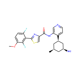 COc1ccc(F)c(-c2nc(C(=O)Nc3cnccc3[C@@H]3C[C@H](C)C[C@H](N)C3)cs2)c1F ZINC000141478612