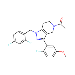 COc1ccc(F)c(-c2nn(Cc3ccc(F)cc3F)c3c2CN(C(C)=O)CC3)c1 ZINC000204893184