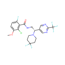 COc1ccc(F)c(C(=O)NC[C@H](c2cnc(C(F)(F)F)nc2)N2CCC(F)(F)CC2)c1Cl ZINC001772583108