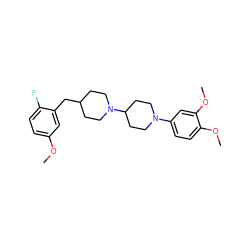 COc1ccc(F)c(CC2CCN(C3CCN(c4ccc(OC)c(OC)c4)CC3)CC2)c1 ZINC001772569949