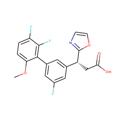 COc1ccc(F)c(F)c1-c1cc(F)cc([C@@H](CC(=O)O)c2ncco2)c1 ZINC001772653351