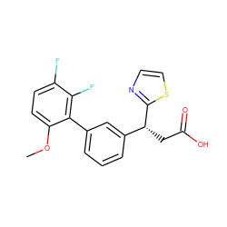 COc1ccc(F)c(F)c1-c1cccc([C@@H](CC(=O)O)c2nccs2)c1 ZINC001772647084