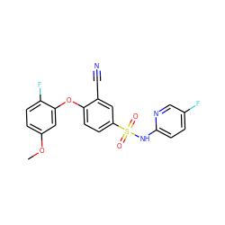 COc1ccc(F)c(Oc2ccc(S(=O)(=O)Nc3ccc(F)cn3)cc2C#N)c1 ZINC000473200866