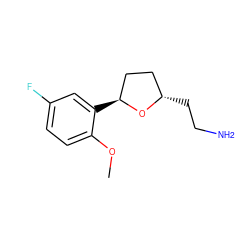 COc1ccc(F)cc1[C@H]1CC[C@H](CCN)O1 ZINC000040865760
