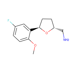 COc1ccc(F)cc1[C@H]1CC[C@H](CN)O1 ZINC000040393075