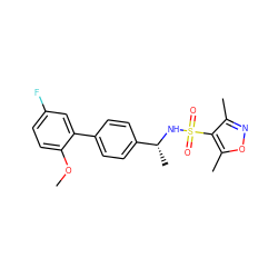 COc1ccc(F)cc1-c1ccc([C@@H](C)NS(=O)(=O)c2c(C)noc2C)cc1 ZINC000066259740
