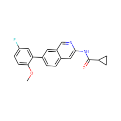 COc1ccc(F)cc1-c1ccc2cc(NC(=O)C3CC3)ncc2c1 ZINC000144664691