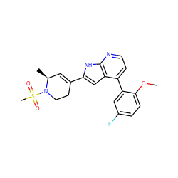 COc1ccc(F)cc1-c1ccnc2[nH]c(C3=C[C@H](C)N(S(C)(=O)=O)CC3)cc12 ZINC000226079555