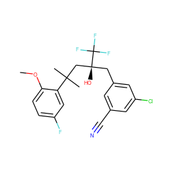 COc1ccc(F)cc1C(C)(C)C[C@@](O)(Cc1cc(Cl)cc(C#N)c1)C(F)(F)F ZINC000028862500