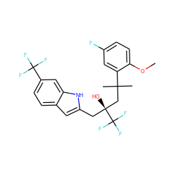 COc1ccc(F)cc1C(C)(C)C[C@@](O)(Cc1cc2ccc(C(F)(F)F)cc2[nH]1)C(F)(F)F ZINC000038390415