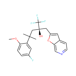 COc1ccc(F)cc1C(C)(C)C[C@@](O)(Cc1cc2ccncc2o1)C(F)(F)F ZINC000064415701